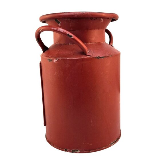 Rustic Red Metal Milk Jug Chalkboard Planter - Vintage Style Decorative Vase Or - Picture 3 of 8
